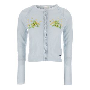 Shushu/Tong Women Beaded Floral Knit Cardigan